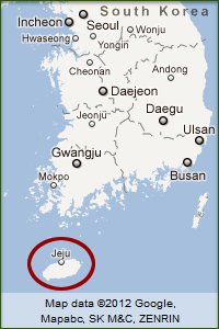 Map of Korea highlighting the island of Jeju